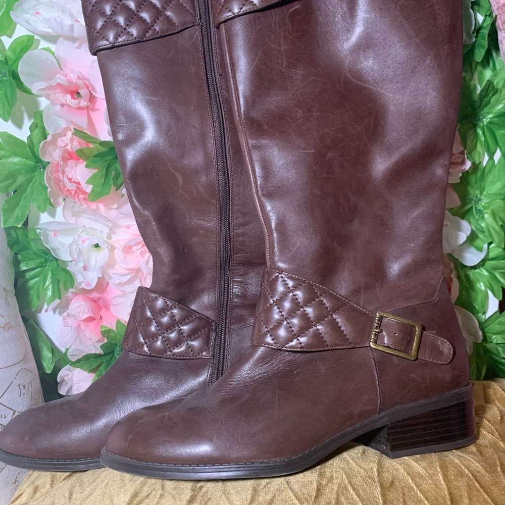 Ralph Lauren brown leather knee high boots